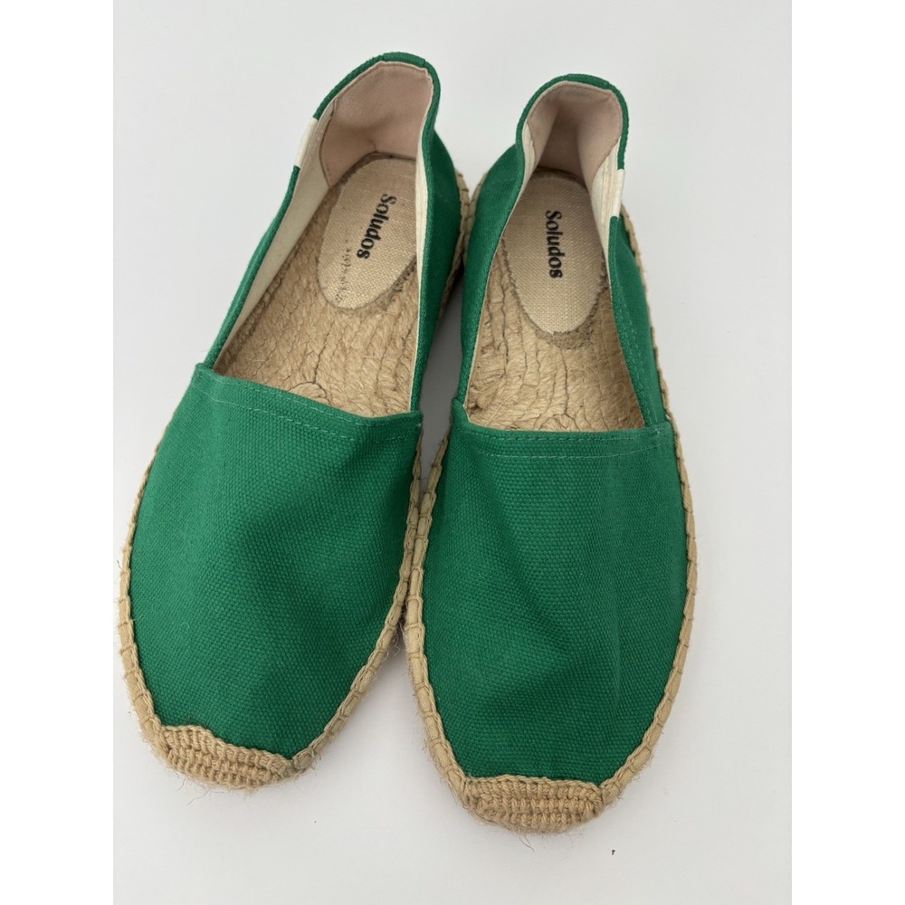 Soludos Women's Green Canvas Slip-On Espadrille Flats Jute 8-8.5 boho earthy